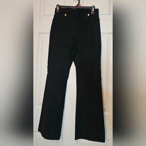 DKNY Times Square Pants Flare Bootcut Stretch Ponte Gold Button Detail